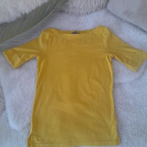 𝅺Ralph Lauren- mustard boatneck shirt. Pre-owned